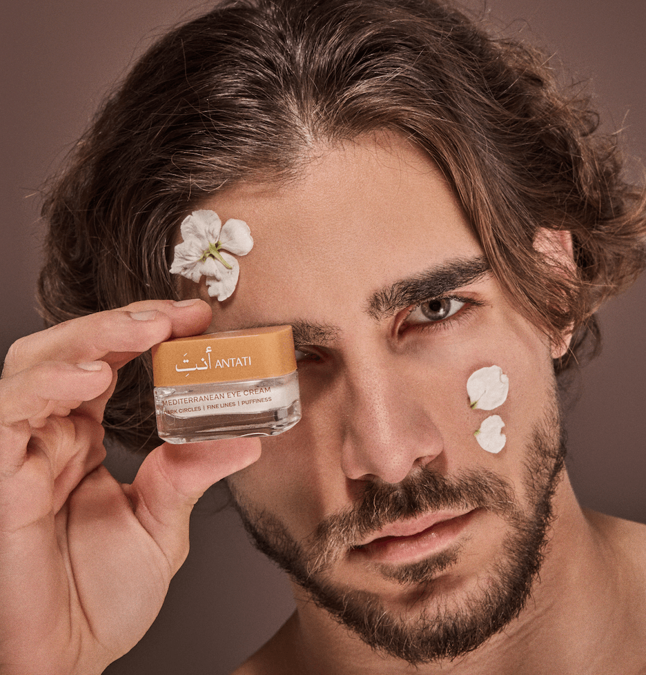 Man Holding Antati Mediterranean Eye Cream